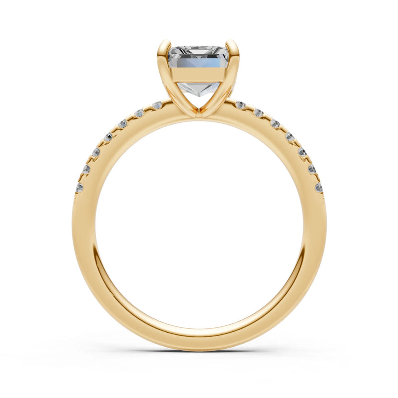 Emerald Solitaire Engagement Ring with Accent