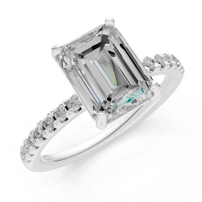 Emerald Solitaire Engagement Ring with Accent
