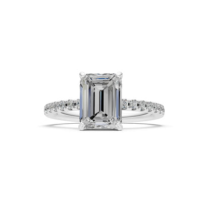 Emerald Solitaire Engagement Ring with Accent
