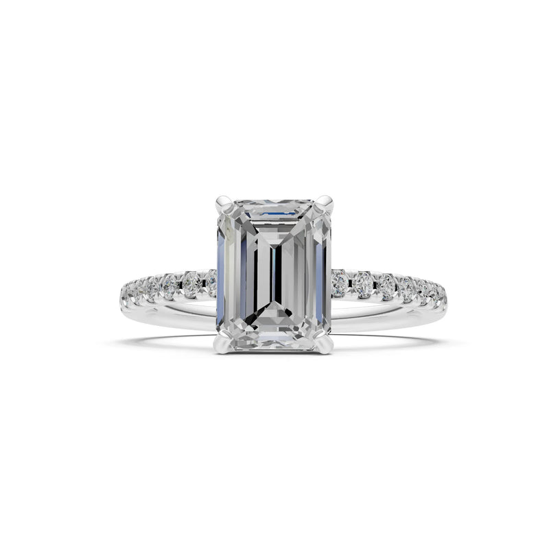 Emerald Solitaire Engagement Ring with Accent