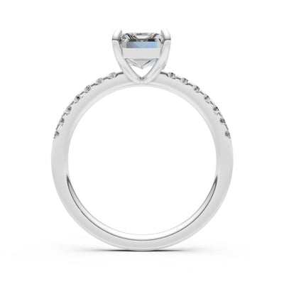 Emerald Solitaire Engagement Ring with Accent