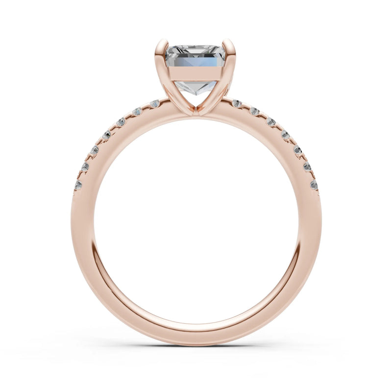 Emerald Solitaire Engagement Ring with Accent