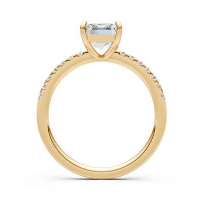 Diamond Emerald Cut Solitaire Engagement Ring with Accent