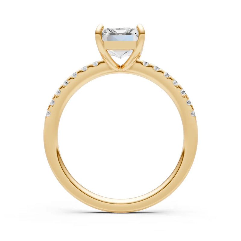 Diamond Emerald Cut Solitaire Engagement Ring with Accent