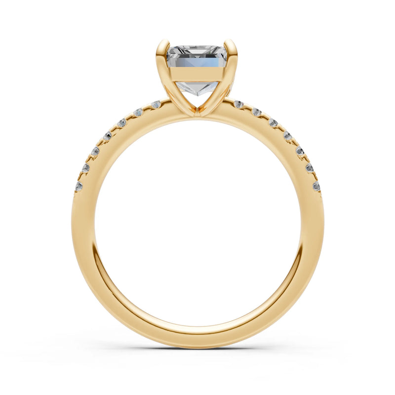 Emerald Solitaire Engagement Ring with Accent