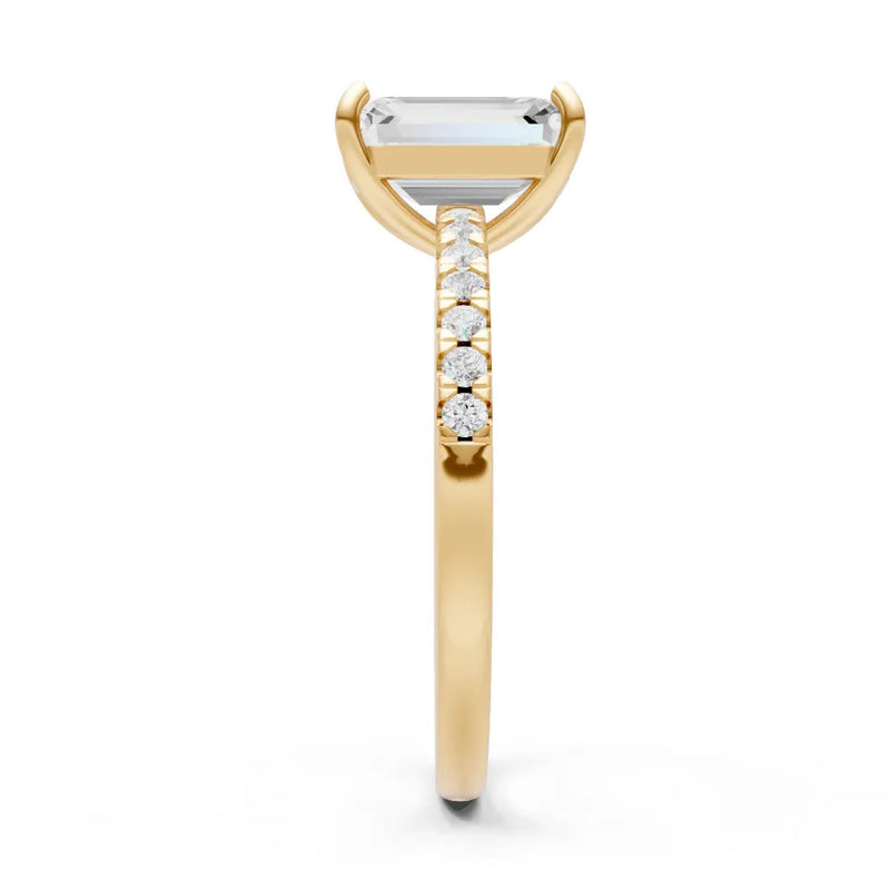 Diamond Emerald Cut Solitaire Engagement Ring with Accent