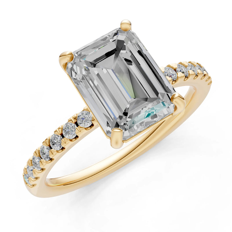 Emerald Solitaire Engagement Ring with Accent