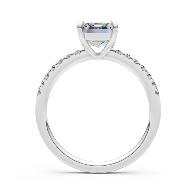 Emerald Solitaire Engagement Ring with Accent