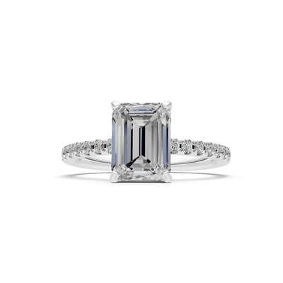 Emerald Solitaire Engagement Ring with Accent