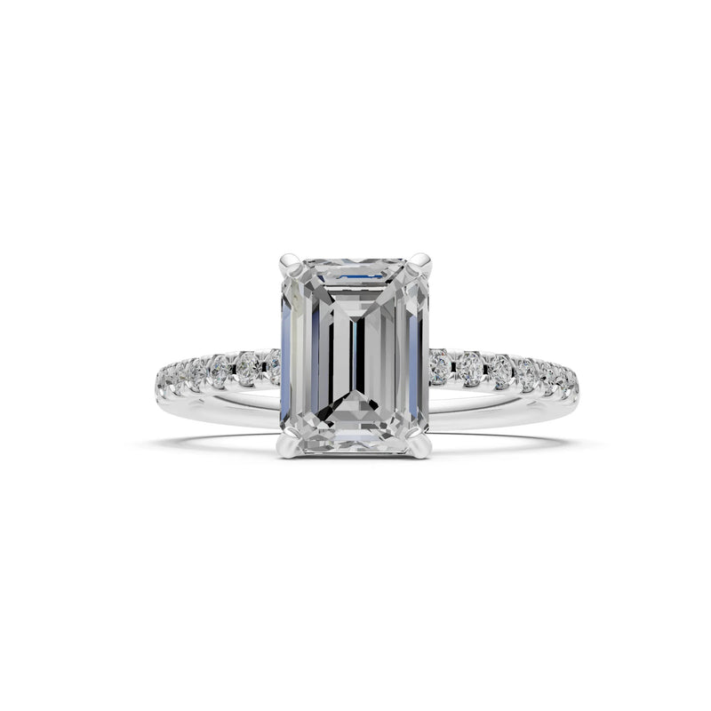 Emerald Solitaire Engagement Ring with Accent