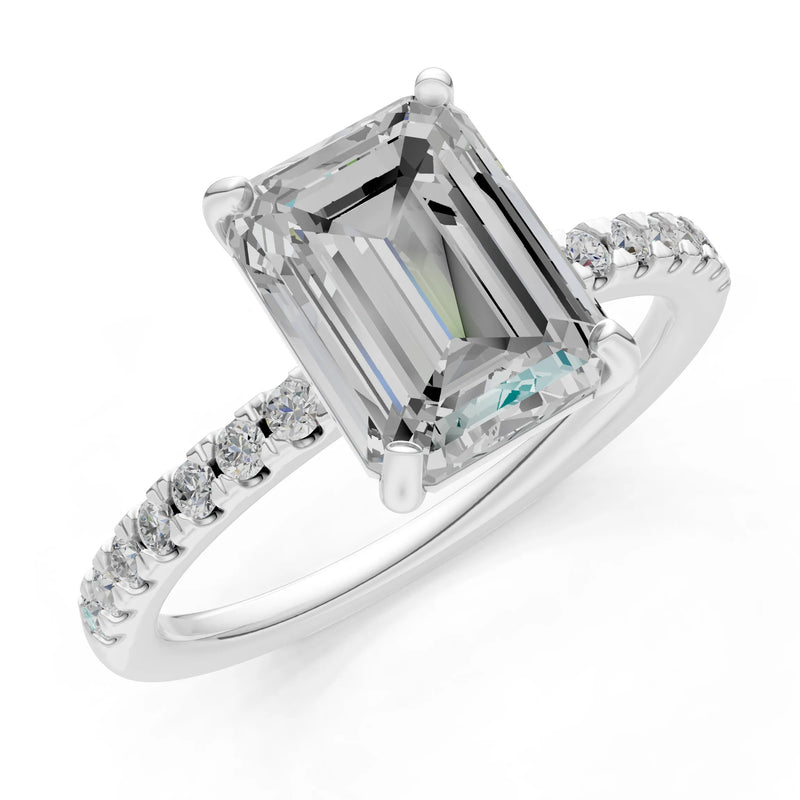 Emerald Solitaire Engagement Ring with Accent