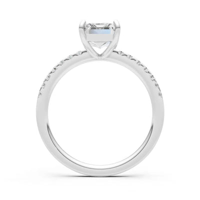 Diamond Emerald Cut Solitaire Engagement Ring with Accent