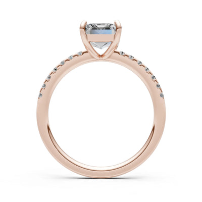 Emerald Solitaire Engagement Ring with Accent