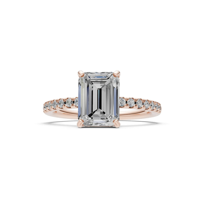Emerald Solitaire Engagement Ring with Accent