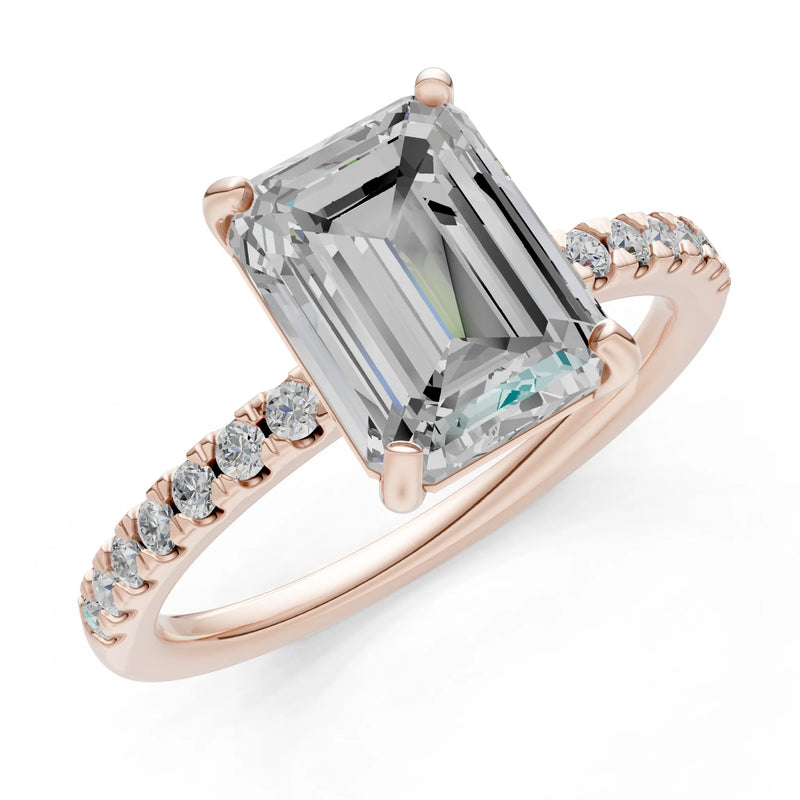 Emerald Solitaire Engagement Ring with Accent