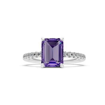 Emerald Solitaire Engagement Ring with Accent