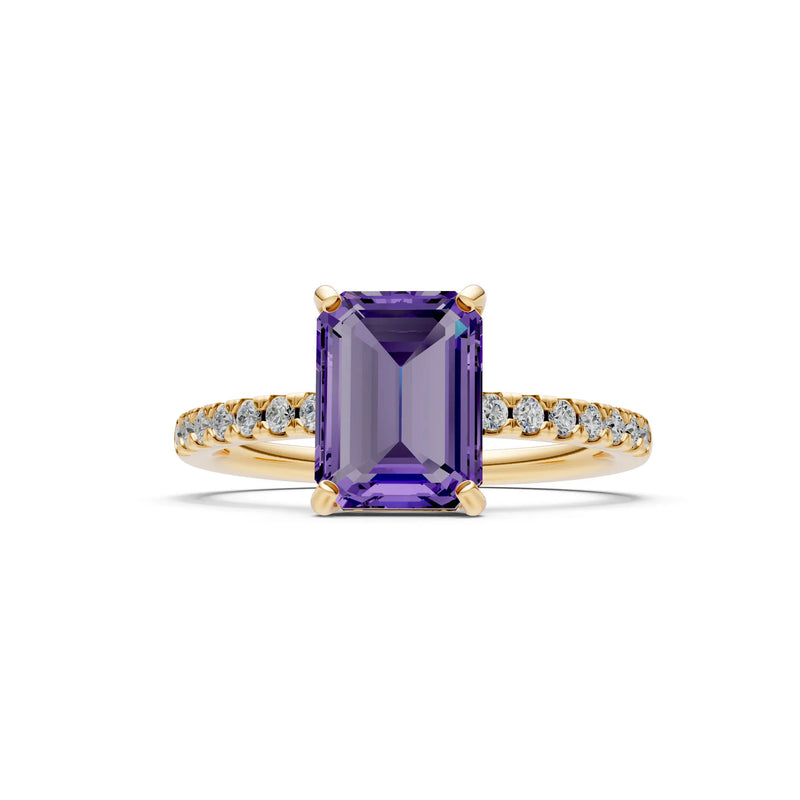 Emerald Solitaire Engagement Ring with Accent