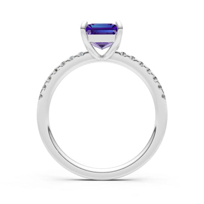 Emerald Solitaire Engagement Ring with Accent