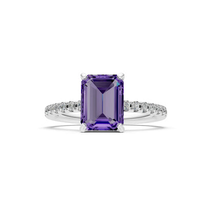 Emerald Solitaire Engagement Ring with Accent
