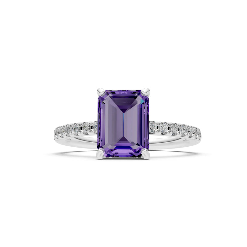 Emerald Solitaire Engagement Ring with Accent