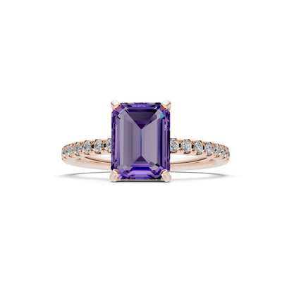 Emerald Solitaire Engagement Ring with Accent