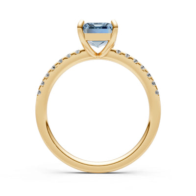 Emerald Solitaire Engagement Ring with Accent