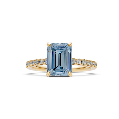 Emerald Solitaire Engagement Ring with Accent