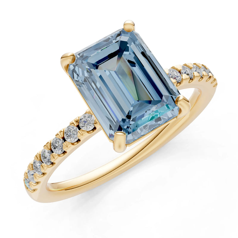 Emerald Solitaire Engagement Ring with Accent