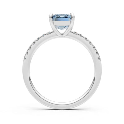 Emerald Solitaire Engagement Ring with Accent
