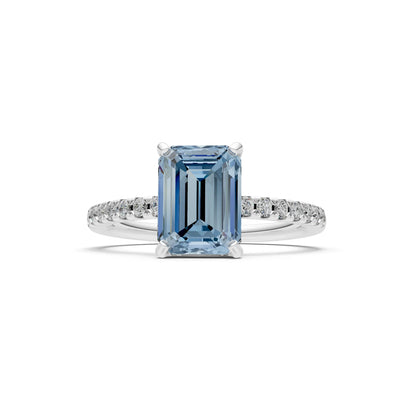 Emerald Solitaire Engagement Ring with Accent