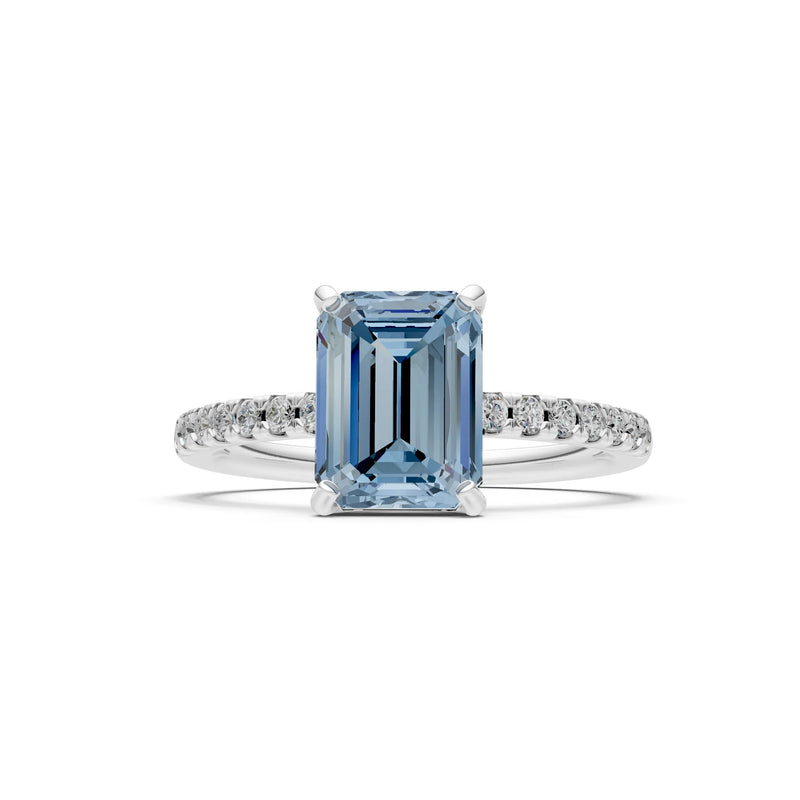 Emerald Solitaire Engagement Ring with Accent