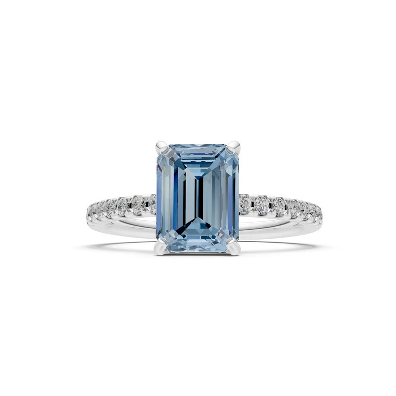 Emerald Solitaire Engagement Ring with Accent