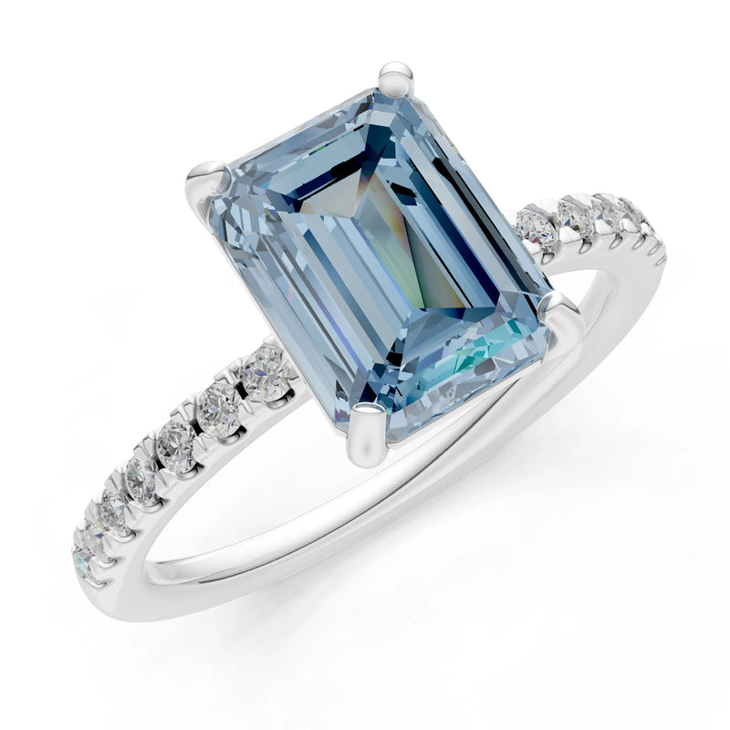 Emerald Solitaire Engagement Ring with Accent