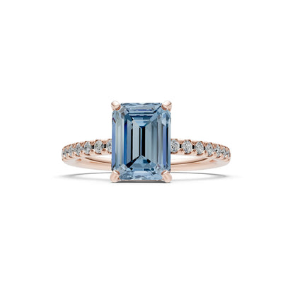 Emerald Solitaire Engagement Ring with Accent