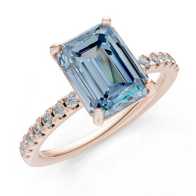Emerald Solitaire Engagement Ring with Accent