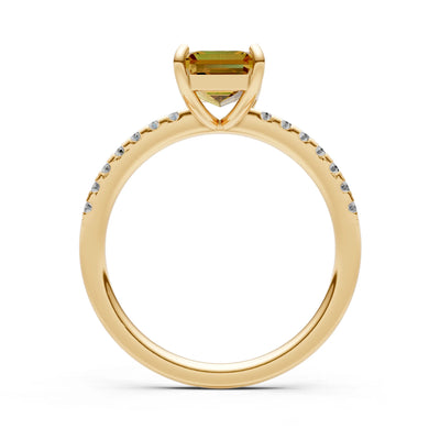 Emerald Solitaire Engagement Ring with Accent