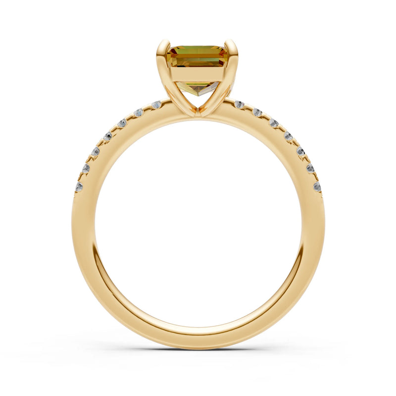 Emerald Solitaire Engagement Ring with Accent