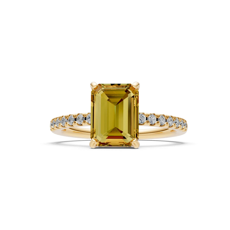 Emerald Solitaire Engagement Ring with Accent
