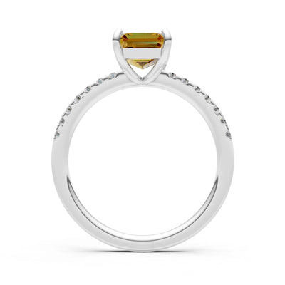 Emerald Solitaire Engagement Ring with Accent