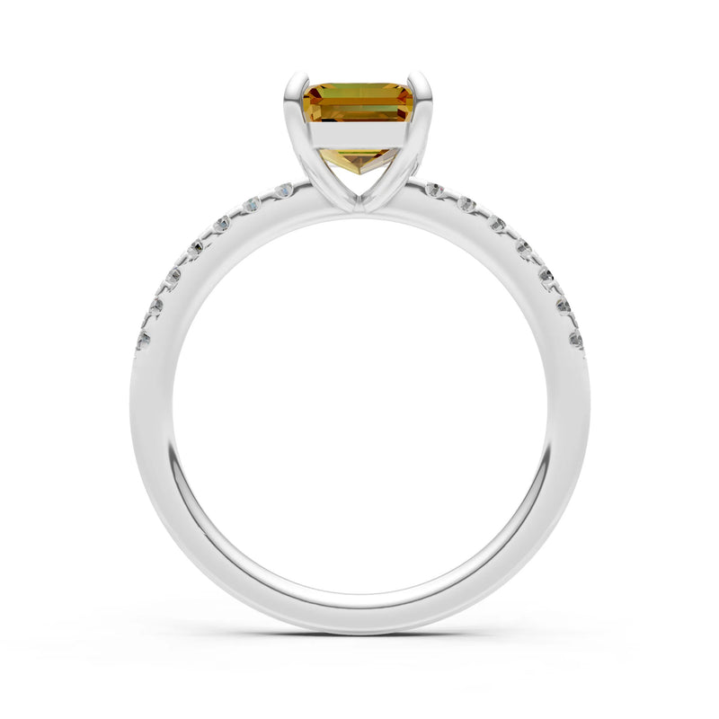 Emerald Solitaire Engagement Ring with Accent