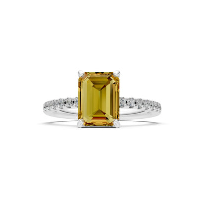 Emerald Solitaire Engagement Ring with Accent