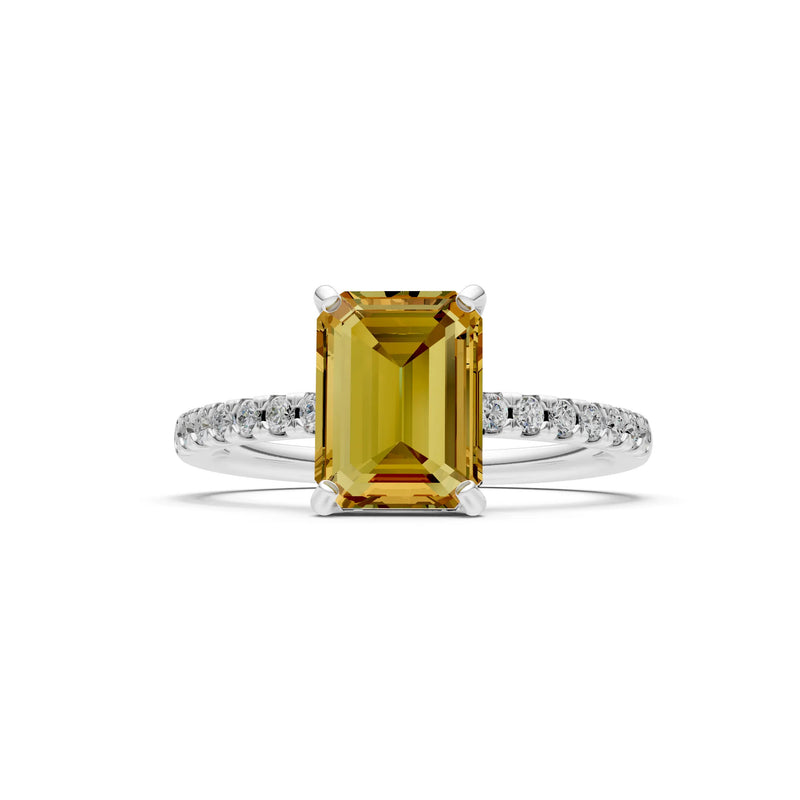 Emerald Solitaire Engagement Ring with Accent