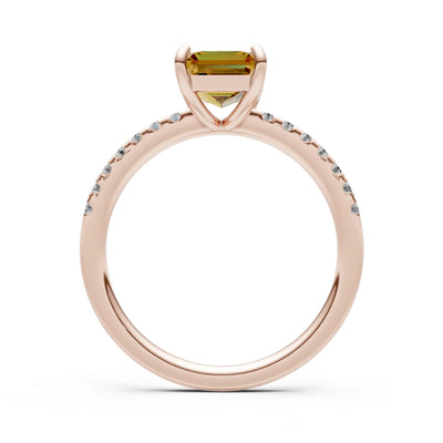 Emerald Solitaire Engagement Ring with Accent