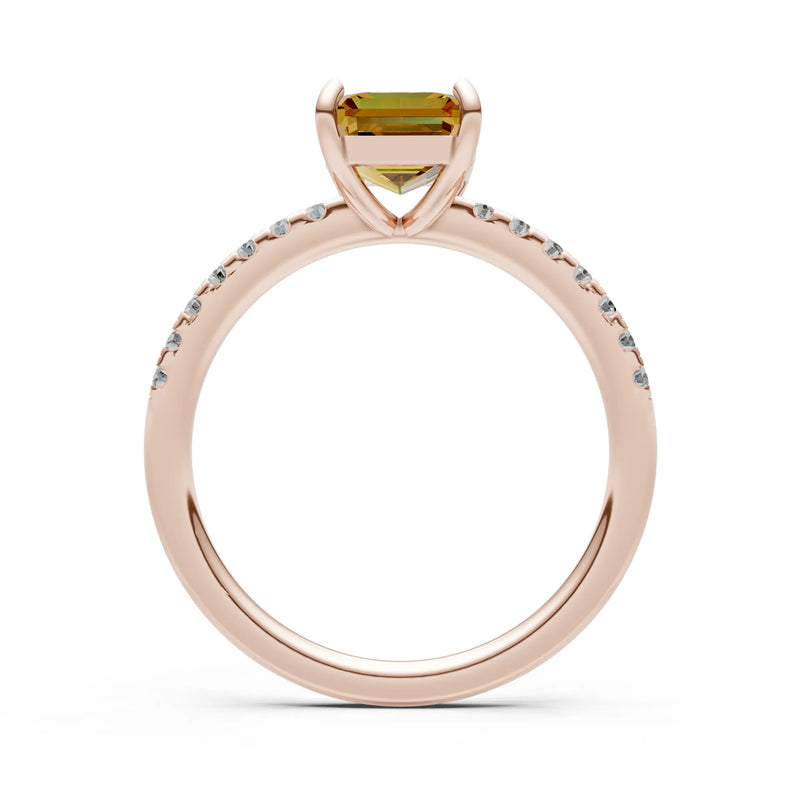 Emerald Solitaire Engagement Ring with Accent