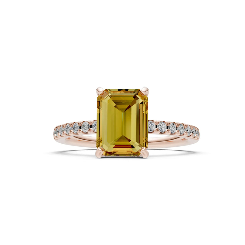 Emerald Solitaire Engagement Ring with Accent
