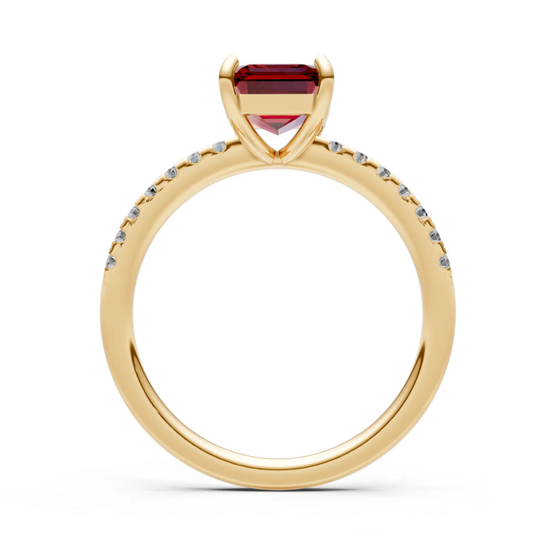 Emerald Solitaire Engagement Ring with Accent