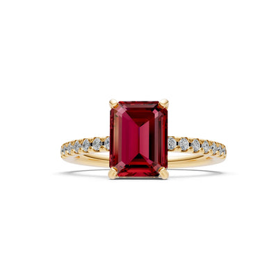 Emerald Solitaire Engagement Ring with Accent