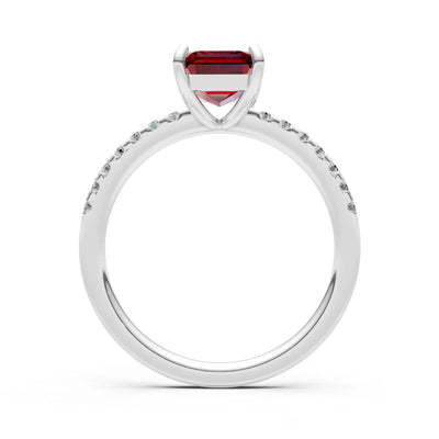 Emerald Solitaire Engagement Ring with Accent