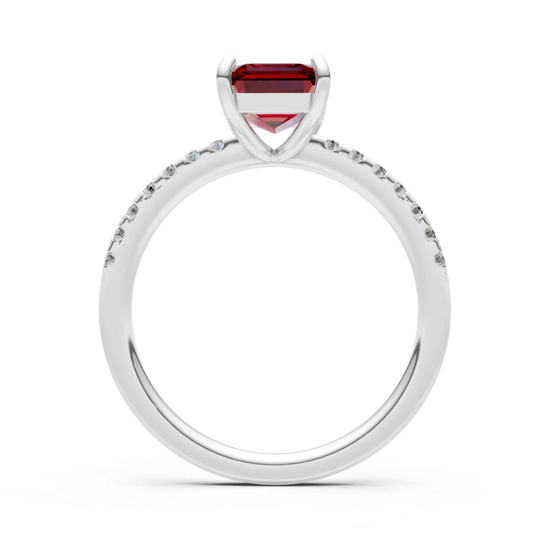 Emerald Solitaire Engagement Ring with Accent