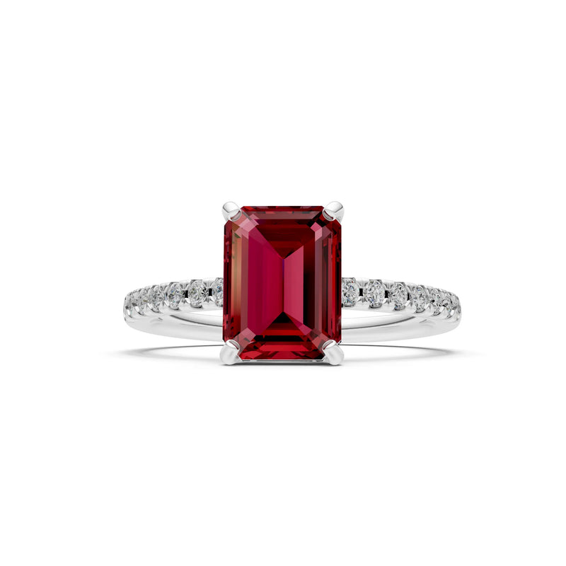 Emerald Solitaire Engagement Ring with Accent